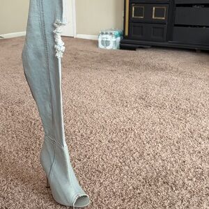 Fashion Nova Light Blue Over the Knee Boots